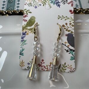 #1 FLASH SALE Gold and Clear Crystal Drop Earrings - Women Jewelry